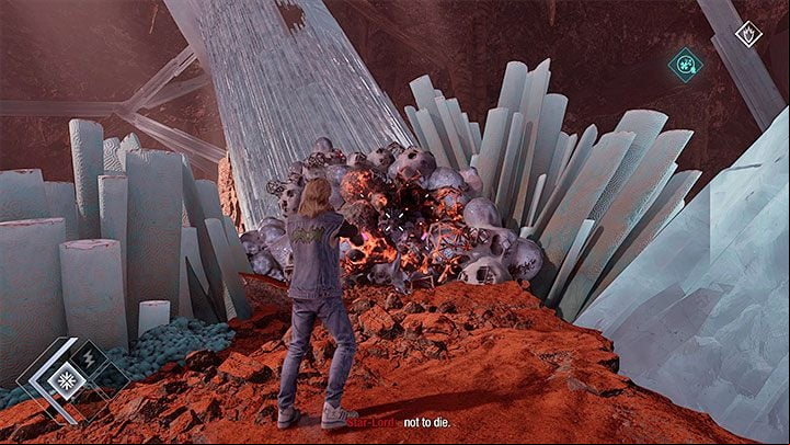 Travel further until you reach a large crystal - unfortunately, Drax won't be able to push it - Guardians of the Galaxy: Chapter 10 - walkthrough, solution - Walkthrough - Guardians of the Galaxy Guide