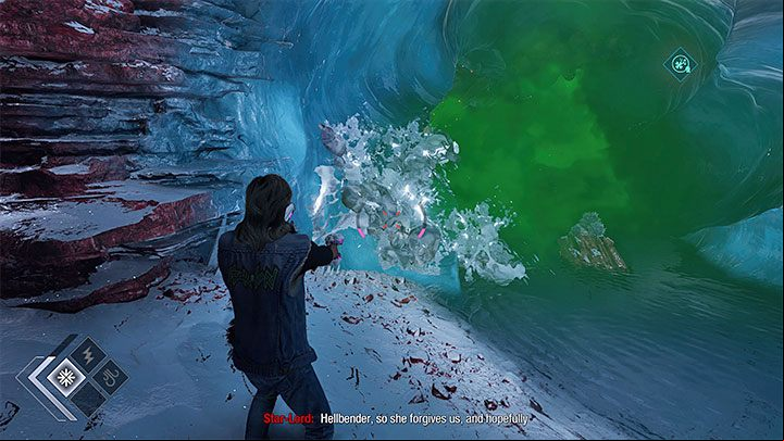 You'll find yourself in cave with poison gas - Guardians of the Galaxy: Chapter 13 - walkthrough, solution - Walkthrough - Guardians of the Galaxy Guide