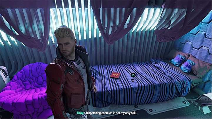 Visit Gamora's cabin aboard Milano and find the Guardian Collectible inside - Guardians of the Galaxy: Chapter 5 - all secrets/collectibles, list - Secrets and Finds - Guardians of the Galaxy Guide