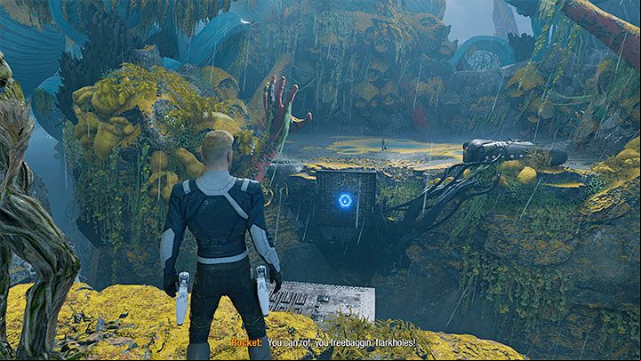 If you chose option 1 then after hearing what Rocket has on his mind, wait until he interacts with the and makes a bridge for the team - Guardians of the Galaxy: Important choices - Chapters 3 & 4 - Important choices - Guardians of the Galaxy Guide