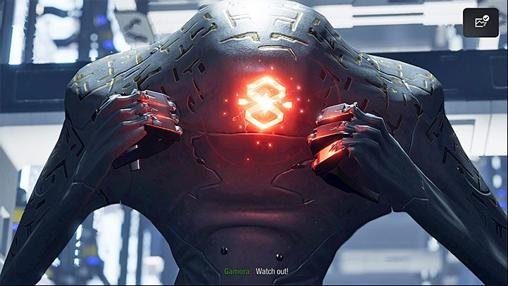 Inquisitor is the name of a large robot that shoots red lasers - Guardians of the Galaxy: Drax the Dismemberer Trophy - Trophy Guide - Guardians of the Galaxy Guide