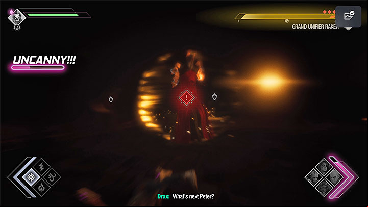 One of the more annoying things about facing Raker is that the arena gets periodically shrouded by darkness - Guardians of the Galaxy: Grand Unifier Raker - how to beat? - Bosses - Guardians of the Galaxy Guide