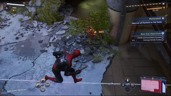 After clearing all the Hunter Blinds from this area, head to their base - Spider-Man 2: All Hunter Blind and Hunter Base Locations - Secrets and Collectibles - Spider Man 2 Guide