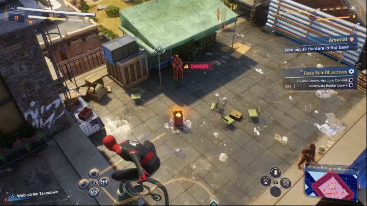 This base is in the western part of the district - Spider-Man 2: All Hunter Blind and Hunter Base Locations - Secrets and Collectibles - Spider Man 2 Guide