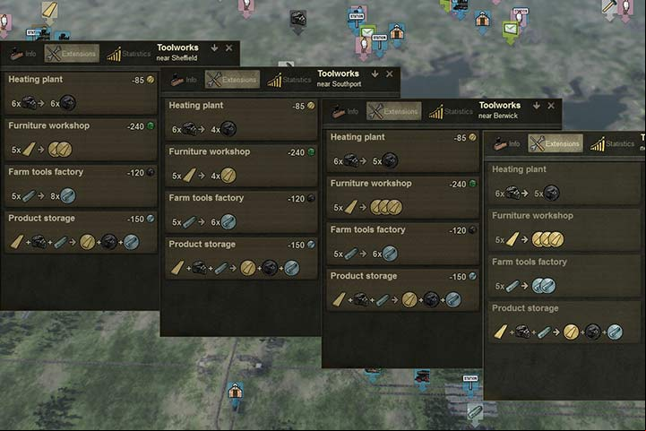 Before you select a factory to which you will transport goods, check where you can gain more by building upgrades. - Plant and factory upgrades | Building and management - Building and management - Mashinky Game Guide