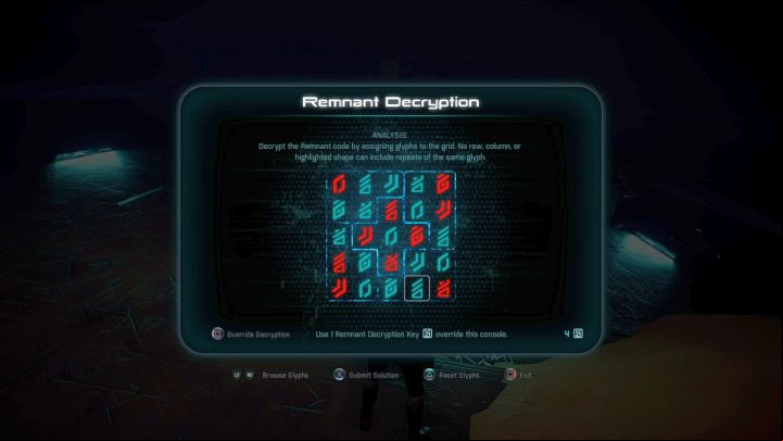 Remnant Decryption puzzle solution. - Investigate Remnant Derelict on Elaaden - Elaaden - Mass Effect: Andromeda Game Guide