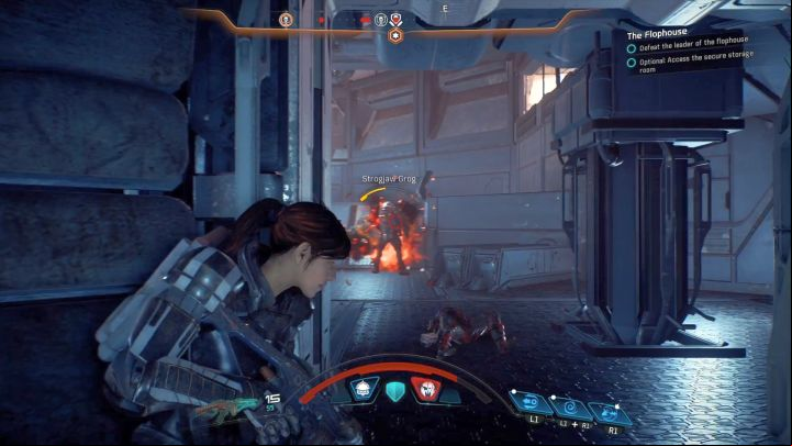 Strogjaw Grog is the leader of the place and a mini-boss. - The Flophouse on Elaaden - Elaaden - Mass Effect: Andromeda Game Guide