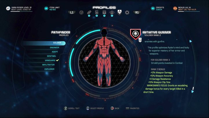 The Soldier profile on the selection screen. - Soldier | Character profiles - Character profiles - Mass Effect: Andromeda Game Guide