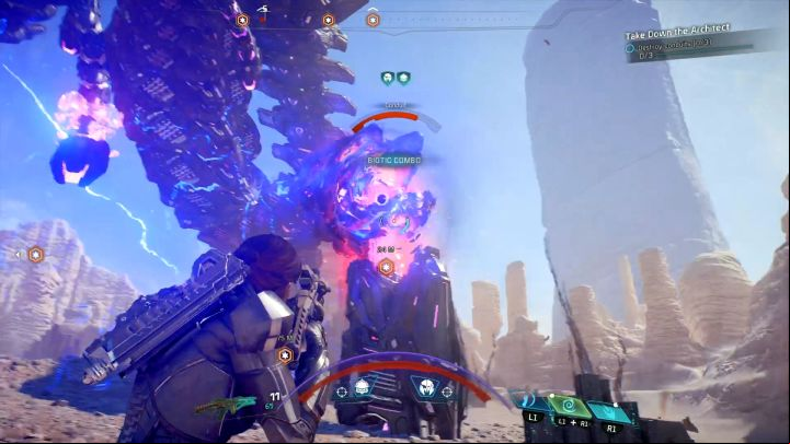 Shoot the limbs of the enemy... - How to defeat the Remnant Architect on Elaaden? | Boss fights | Walkthrough - Boss battles - Mass Effect: Andromeda Game Guide