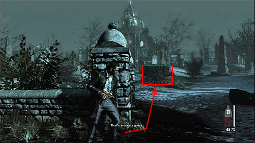 Wait until Raul starts distract the sniper at run to the right tombstone marked on the screen - Chapter VIII - p. 2 - Walkthrough - Max Payne 3 Game Guide & Walkthrough