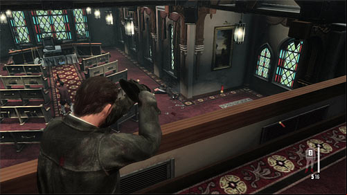 Now begin firing at thugs showing up downstairs, starting from those closest to the hiding Raul - Chapter VIII - p. 3 - Walkthrough - Max Payne 3 Game Guide & Walkthrough