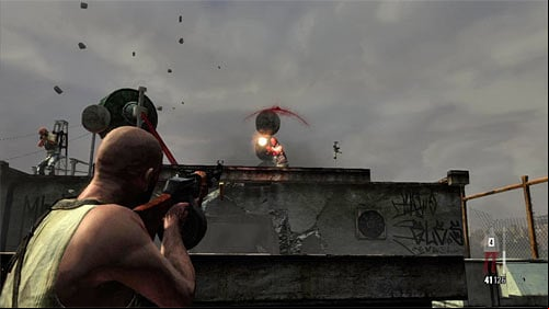 When you get on the last roof, approach to the green doors - Chapter XII - p. 3 - Walkthrough - Max Payne 3 Game Guide & Walkthrough