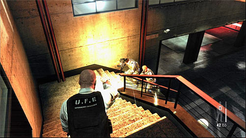 After regaining control, make a slow motion jump aiming at the policemen going upstairs - Chapter XIII - p. 5 - Walkthrough - Max Payne 3 Game Guide & Walkthrough