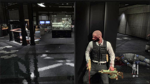 Stand up and hide behind the pillar (screen) which is a very good cover because it lets you observe the whole area - Chapter XIII - p. 5 - Walkthrough - Max Payne 3 Game Guide & Walkthrough