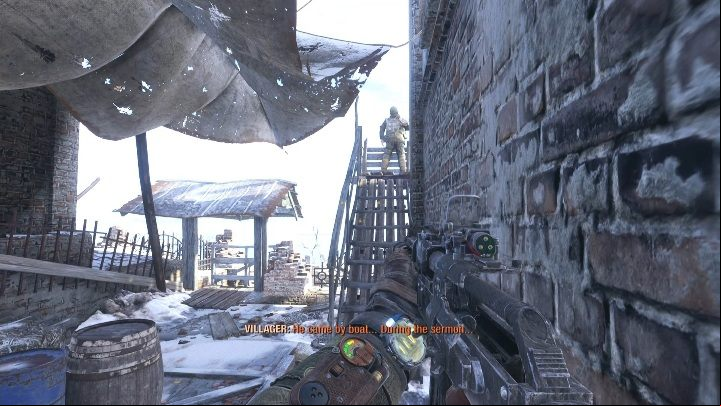 After talking to them, jump out the window - Metro Exodus: Escaping the Church - walkthrough - Volga - Metro Exodus Guide