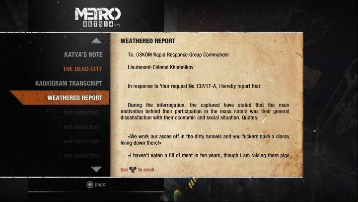 4 - Metro Exodus: Diaries and postcards in Autumn and the Dead City - collectibles - Diaries and postcards - Metro Exodus Guide