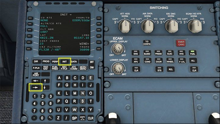 After entering the route, we return to the site INIT - Microsoft Flight Simulator: How to program MCDU on-board computer? - enger aircraft - Microsoft Flight Simulator 2020 Guide