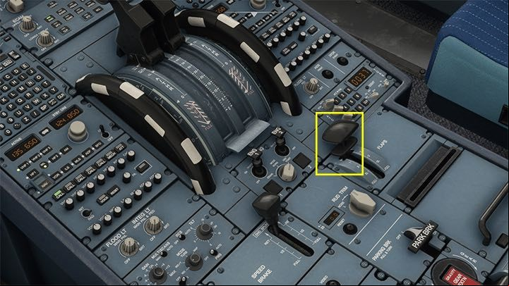 At an altitude of about 1500 feet, hide the FLAPS to level zero, so the plane can pick up speed - Microsoft Flight Simulator: Taxiing and take-off of a enger aircraft - Example flight - Microsoft Flight Simulator 2020 Guide