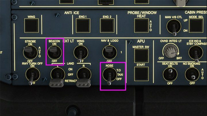 You can already turn off unnecessary NOSE T - Microsoft Flight Simulator: Taxiing and take-off of a enger aircraft - Example flight - Microsoft Flight Simulator 2020 Guide