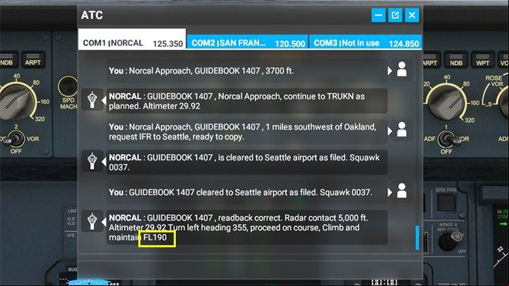 In the meantime, the ATC will assign you a target FL (Flight Level) - Microsoft Flight Simulator: Taxiing and take-off of a enger aircraft - Example flight - Microsoft Flight Simulator 2020 Guide
