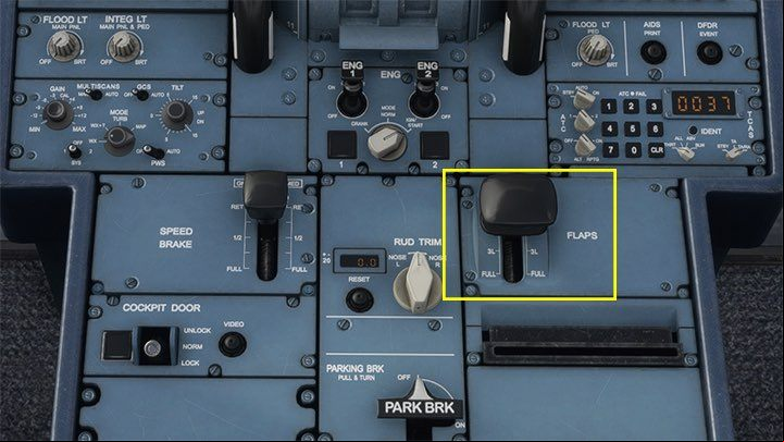 Slowing down below 200 knots already requires FLAPS-in position 1 - Microsoft Flight Simulator: ILS landing - enger aircraft - Example flight - Microsoft Flight Simulator 2020 Guide