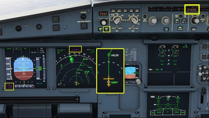 From an earlier check of the navigational points, it was clear that the HELZR point requires an altitude of 4000 feet - Microsoft Flight Simulator: ILS landing - enger aircraft - Example flight - Microsoft Flight Simulator 2020 Guide