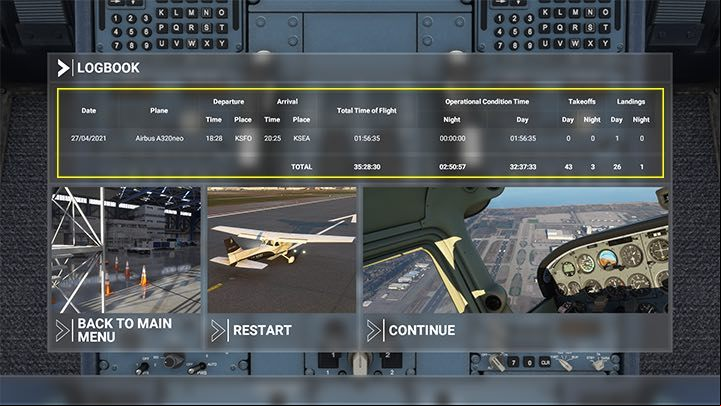 Microsoft Flight Simulator displays the flight summary at the end - Microsoft Flight Simulator: ILS landing - enger aircraft - Example flight - Microsoft Flight Simulator 2020 Guide