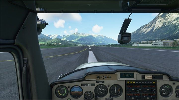 Pressing the space key slightly raises the camera up. - Microsoft Flight Simulator: Take-off - Flying school - Microsoft Flight Simulator 2020 Guide