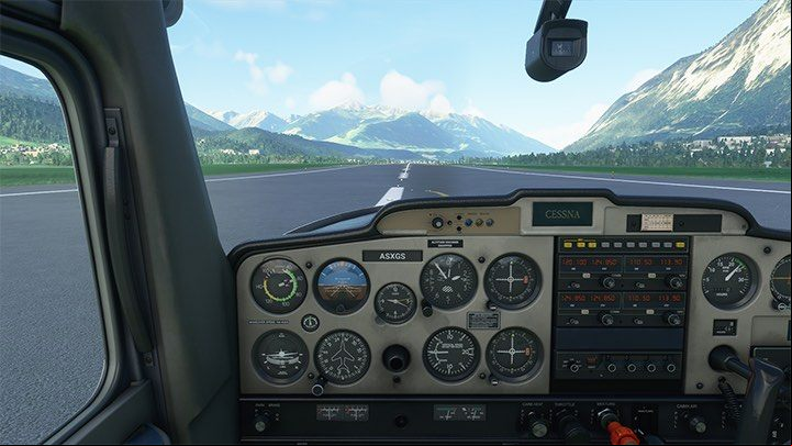 Follow the direction controls to keep the track straight. - Microsoft Flight Simulator: Take-off - Flying school - Microsoft Flight Simulator 2020 Guide