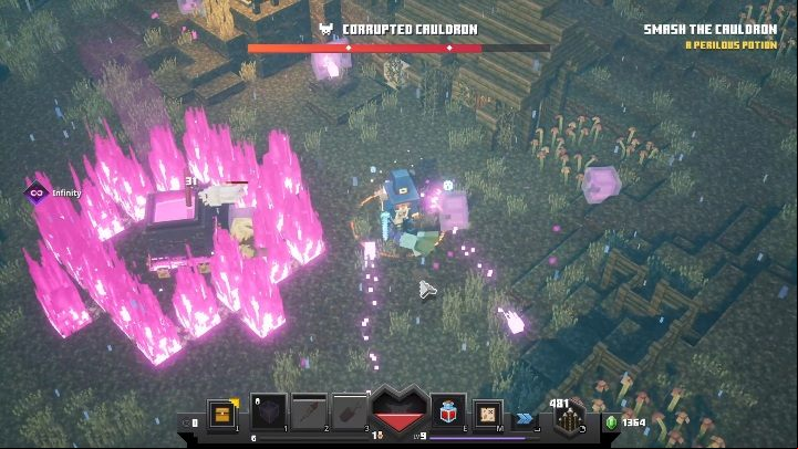 However, that the terrain around the opponent is a bit rough - Minecraft Dungeons: Corrupted Cauldron boss fight walkthrough - Bosses - Minecraft Dungeons Guide