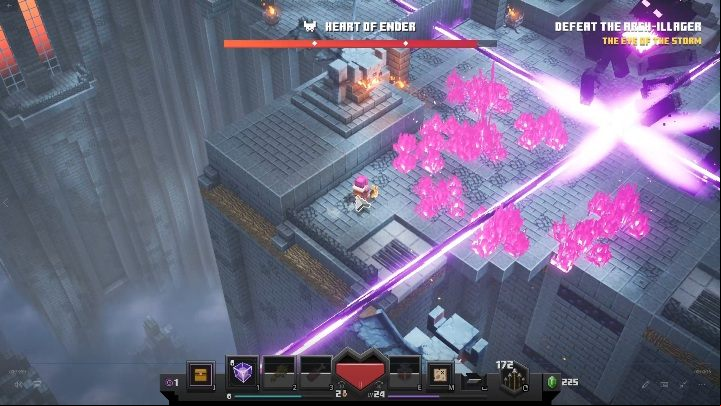 The next attack are the purple rays - Minecraft Dungeons: Arch-Illager boss fight walkthrough - Bosses - Minecraft Dungeons Guide