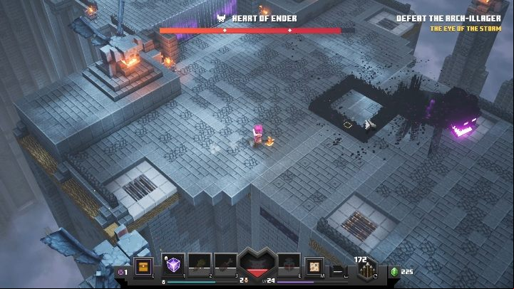 The last attack consists in spawning black spots - you will lose a lot of health points if you step on them - Minecraft Dungeons: Arch-Illager boss fight walkthrough - Bosses - Minecraft Dungeons Guide