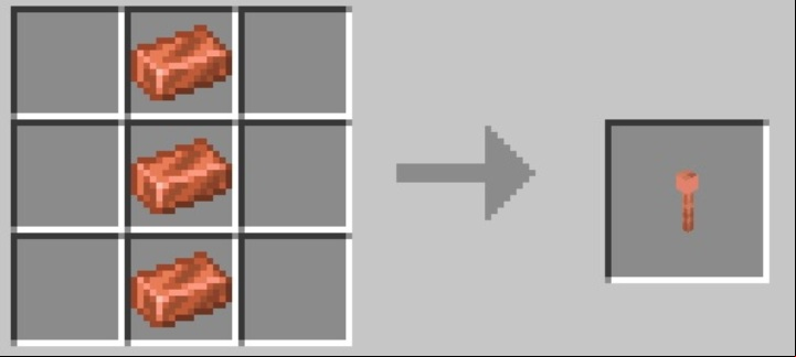 Made from 3 copper ingots, from top to bottom (as in the screenshot above) - Minecraft Caves & Cliffs: Lightning rod - how to make? - New items - Minecraft Guide