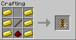 The connected redstone signal sources lend speed to the minecarts running over them - Minecraft: Redstone, transportation - recipes, list, crafting - Recipes - Minecraft Guide