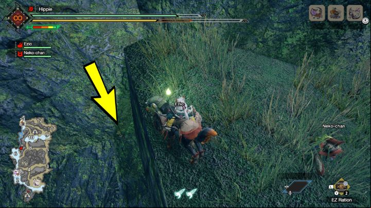 The second Old Message is located between areas 6 and 8 - Monster Hunter Rise: Old Messages - Shrine Ruins, collectibles, map - Temple Ruins - Monster Hunter Rise Guide