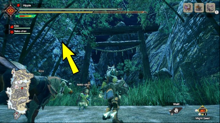 The sixth Old Message is located between areas 7 and 8 - Monster Hunter Rise: Old Messages - Shrine Ruins, collectibles, map - Temple Ruins - Monster Hunter Rise Guide