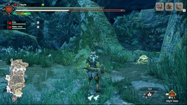 The seventh Old Message is on a tree hanging above area 2 - Monster Hunter Rise: Old Messages - Shrine Ruins, collectibles, map - Temple Ruins - Monster Hunter Rise Guide