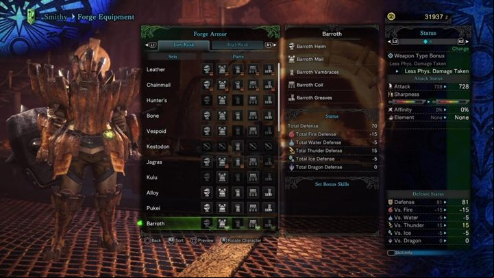 Barroth armor - stats and resistances - Armors - Low Rank in Monster Hunter World - Workshop - Monster Hunter World Game Guide