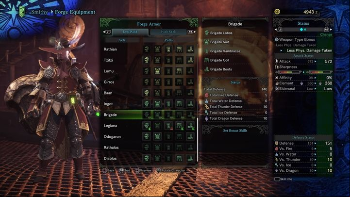 Brigade Armor - stats and resistances - Armors - Low Rank in Monster Hunter World - Workshop - Monster Hunter World Game Guide