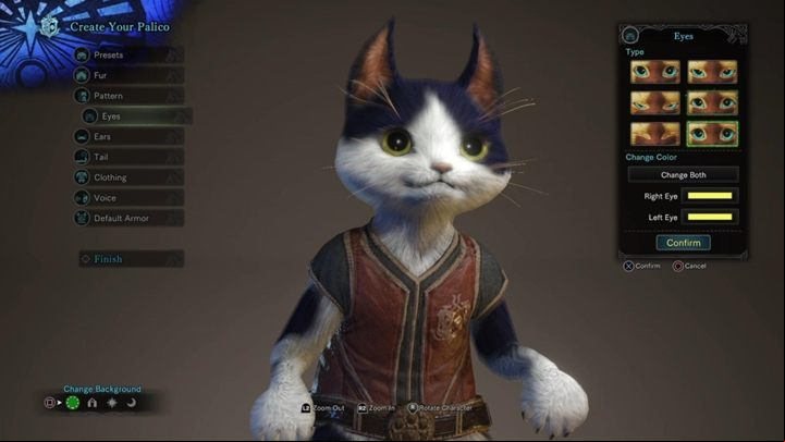 The game also requires you to create your feline companion - Palico - How to create character in Monster Hunter World? - Tips for start - Monster Hunter World Game Guide