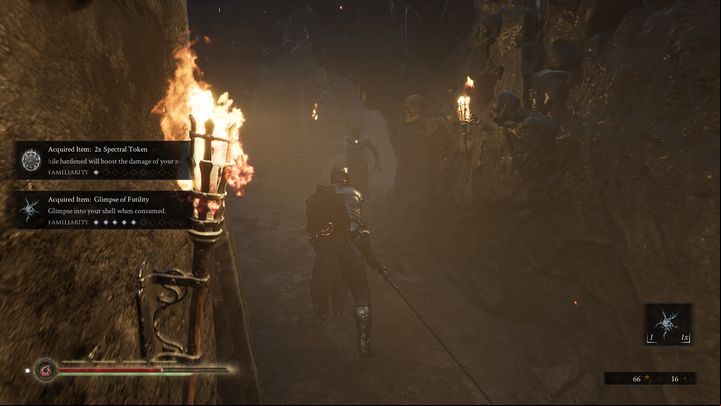 At one of the graves on the left you will find a Glimpse of Futility - Mortal Shell: Crypt of Martyrs walkthrough - Walkthrough - Mortal Shell Guide, Walkthrough
