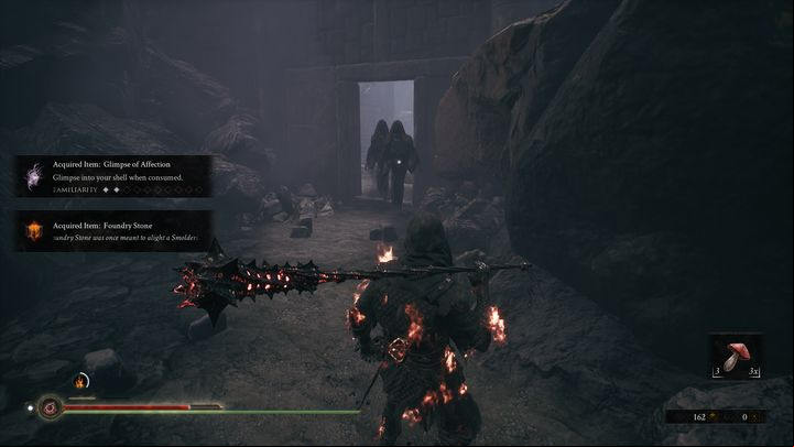 Opening the tomb spawns 3 ghosts - they can disappear and appear in front of you, and cast fire on a certain area - Mortal Shell: Shrine of Ash walkthrough - Walkthrough - Mortal Shell Guide, Walkthrough