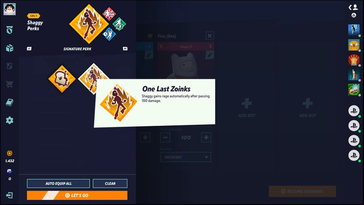 The second signature perk is One Last Zoinks - MultiVersus: Shaggy - how to play? - Bruiser - MultiVersus Guide
