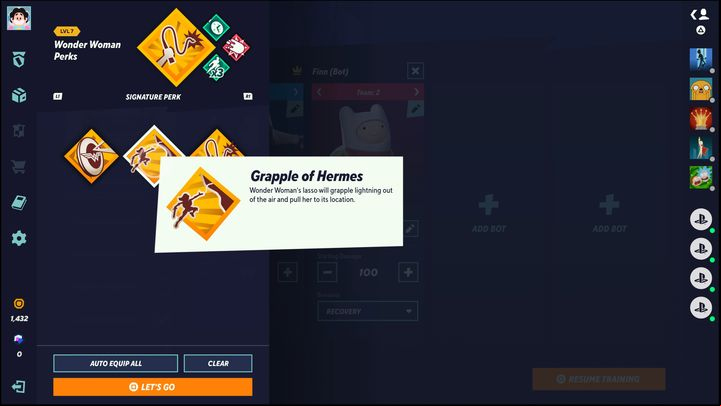 The second unique perk is the Grapple of Hermes - MultiVersus: Wonder Woman - how to play? - Tanks - MultiVersus Guide