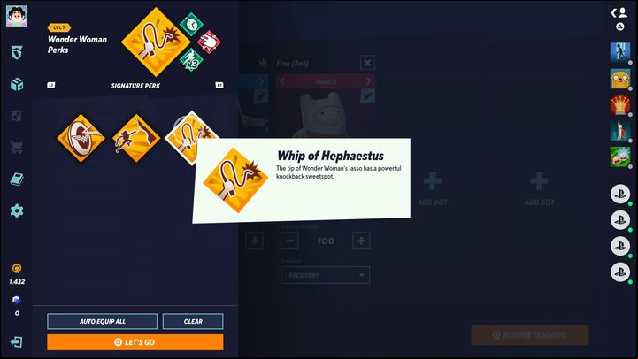 The third perk is Whip of Hephaestus - MultiVersus: Wonder Woman - how to play? - Tanks - MultiVersus Guide