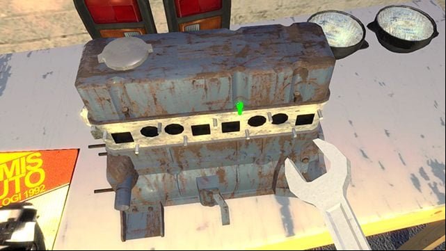 Attach the exhaust manifold to the header of the engine - Engine and Gearbox of the Satsuma car | My Summer Car - Assembling the Satsuma car - My Summer Car Guide