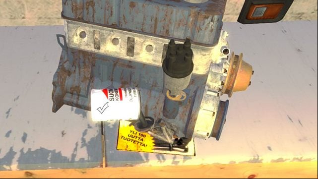 Mount the FUEL PUMP next to it and screw it on with two 7mm nuts - Engine and Gearbox of the Satsuma car | My Summer Car - Assembling the Satsuma car - My Summer Car Guide