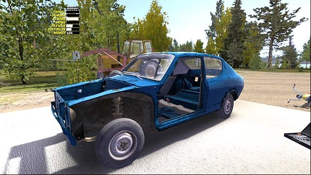 You start putting the car together by placing it on wheels. - Suspension and steering system of the Satsuma car | My Summer Car - Assembling the Satsuma car - My Summer Car Guide