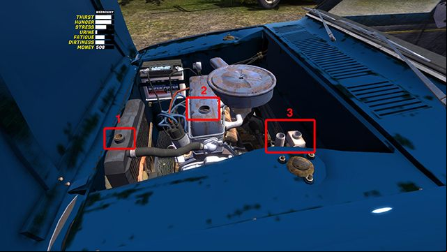 Fill up the coolant (COOLANT) in radiator number 1 - First engine start of the Satsuma car | My Summer Car - Assembling the Satsuma car - My Summer Car Guide