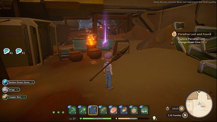 By the old couches and dishes is the Purple Mall Key - My Time at Sandrock: Paradise Lost and Found - walkthrough - Main missions - My Time at Sandrock Guide, Walkthrough